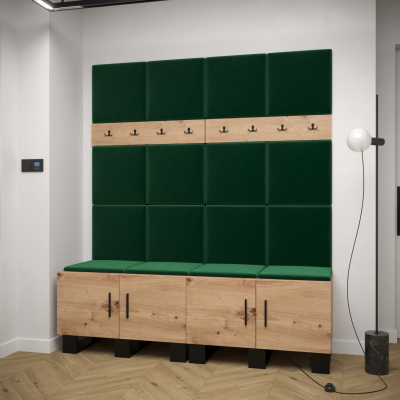 Flur-Garnitur RUMIE 3 – Eiche Artisan, grüne Paneele