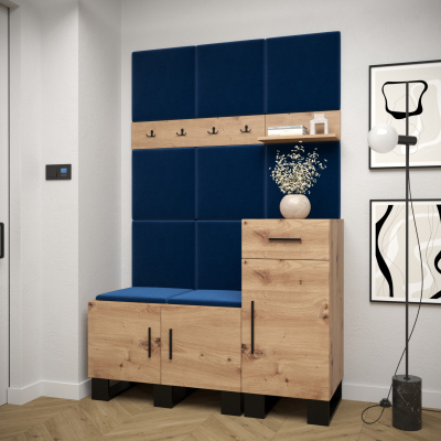 Flur-Garnitur RUMIE 5 – Eiche Artisan, blaue Paneele