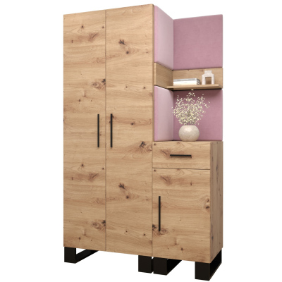 Flur-Garnitur RUMIE 6 – Eiche Artisan, rosa Paneele