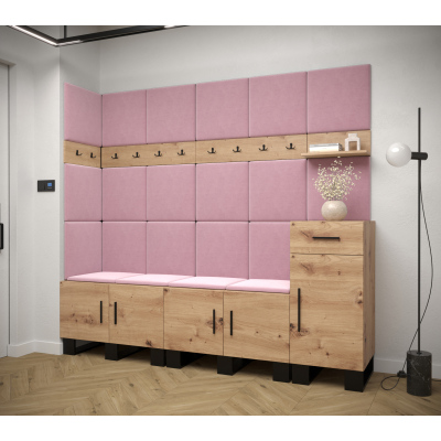 Flur-Garnitur RUMIE 9 – Eiche Artisan, rosa Paneele