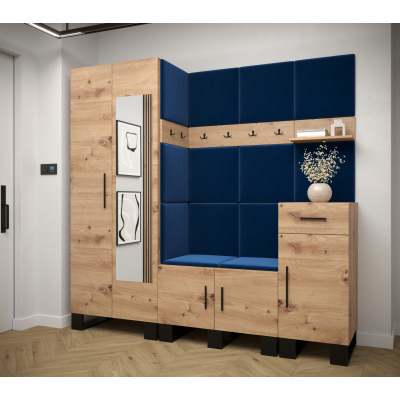Flur-Garnitur RUMIE 13 – Eiche Artisan, blaue Paneele