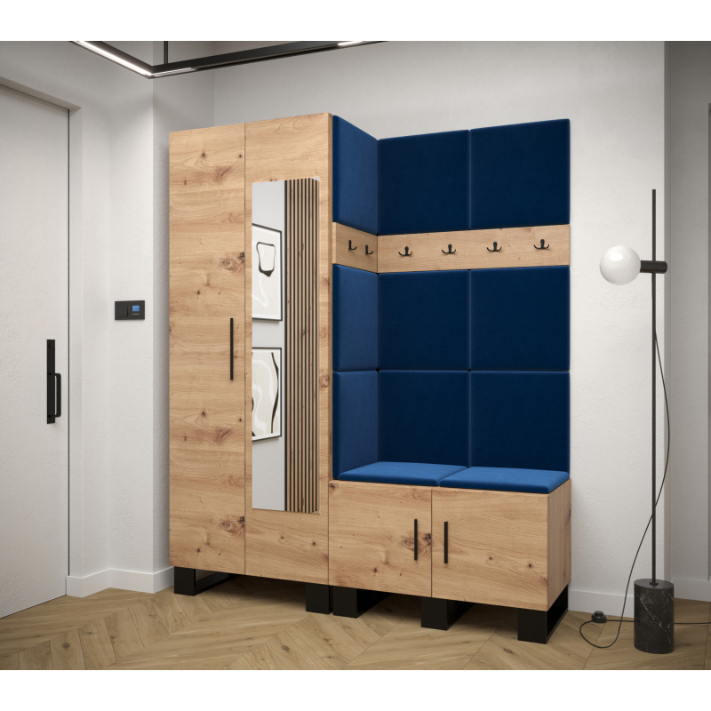 Flur-Garnitur RUMIE 14 – Eiche Artisan, blaue Paneele