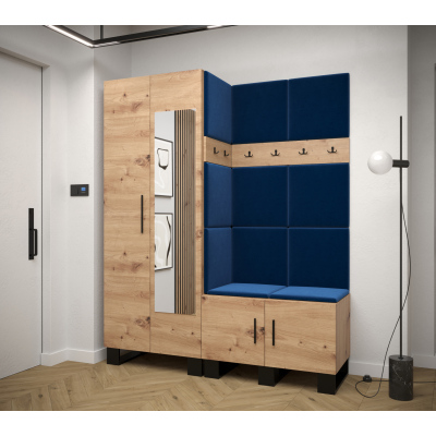 Flur-Garnitur RUMIE 14 – Eiche Artisan, blaue Paneele
