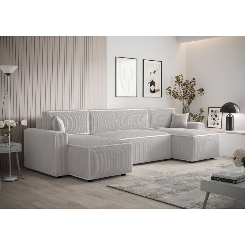 Bequeme Schlafcouch in U-Form RADANA – weiß