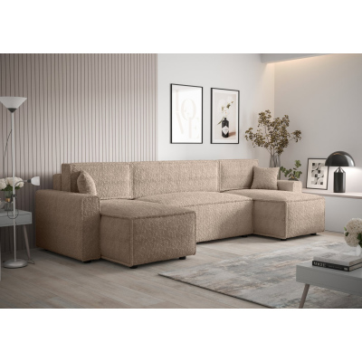 Bequeme U-förmige Schlafcouch RADANA – hellbraun 1
