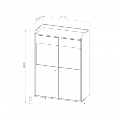 Zweitürige Vitrine STEFANIE – braun / schwarz