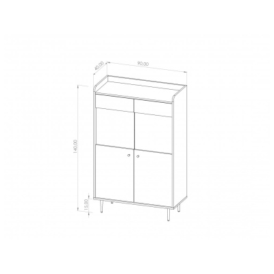 Zweitürige Vitrine STEFANIE – braun / schwarz