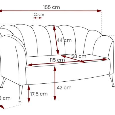 Polstersofa PAULIE - grau