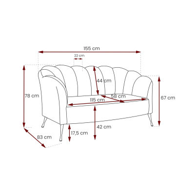 Polstersofa PAULIE - grau