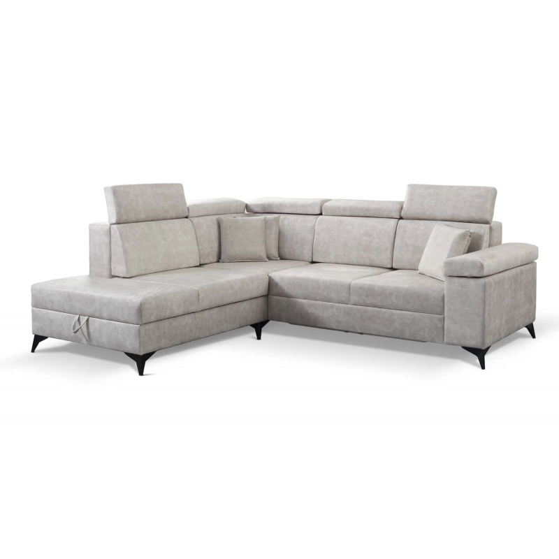 RAIWIN Schlafsofa mit Stauraum – Landhausgrau