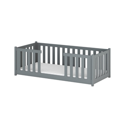 Kinderbett mit Gittern NORENE - 90x200, grau