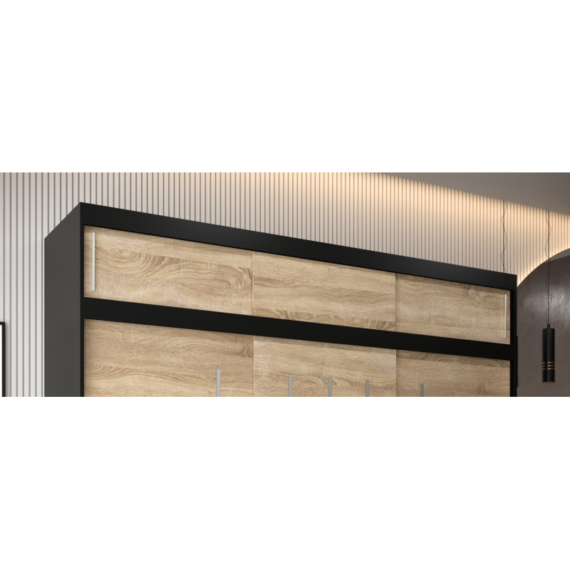 Aufsatz für Kleiderschrank UNI 250 – Schwarz / Sonoma-Eiche