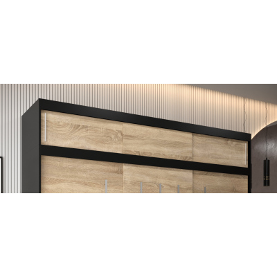 Aufsatz für Kleiderschrank UNI 250 – Schwarz / Sonoma-Eiche
