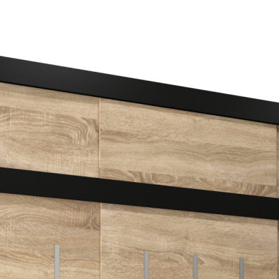Aufsatz für Kleiderschrank UNI 250 – Schwarz / Sonoma-Eiche
