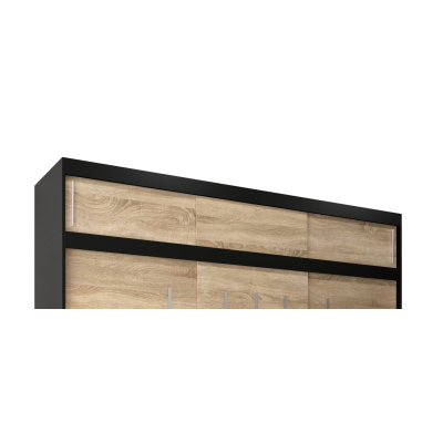 Aufsatz für Kleiderschrank UNI 250 – Schwarz / Sonoma-Eiche