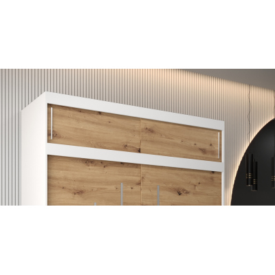 Aufsatz für Kleiderschrank UNI 180 – Weiß / Artisan-Eiche