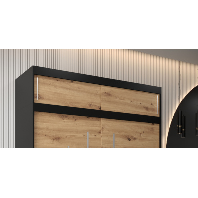 Aufsatz für Kleiderschrank UNI 180 – Schwarz / Artisan-Eiche