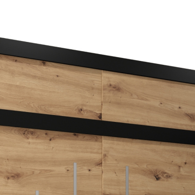 Aufsatz für Kleiderschrank UNI 180 – Schwarz / Artisan-Eiche