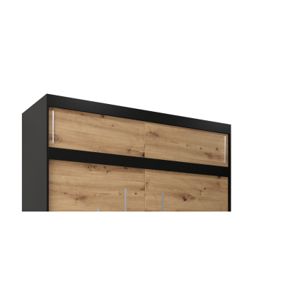 Aufsatz für Kleiderschrank UNI 180 – Schwarz / Artisan-Eiche