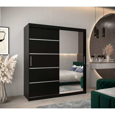 Spiegel-Kleiderschrank ADELA – 180 cm, schwarz