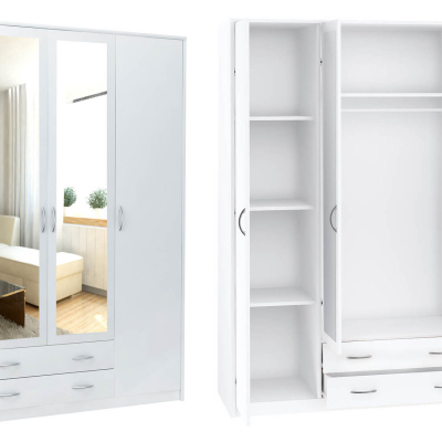 Geräumiger Kleiderschrank SIMELA – Breite 168 cm, weiß