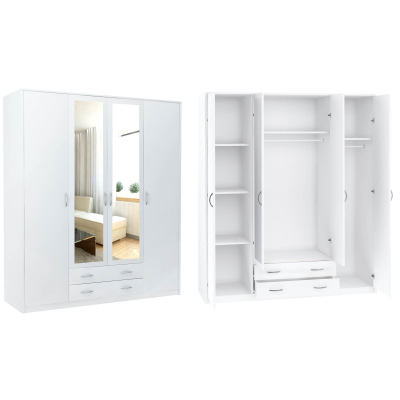 Geräumiger Kleiderschrank SIMELA – Breite 168 cm, weiß