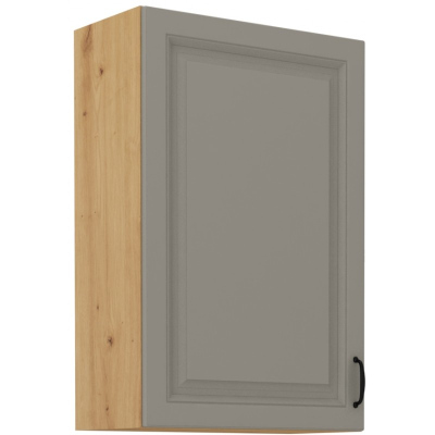 Hoher Oberschrank SOPHIA – Breite 60 cm, hellgrau / Eiche Artisan