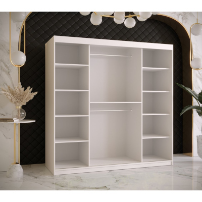 Designer-Kleiderschrank mit goldenem Spiegel MADLA 2 – Breite 180 cm, Weiß