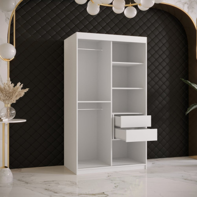 Designer-Kleiderschrank mit goldenem Spiegel MADLA 4 – Breite 100 cm, Weiß