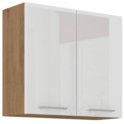 Küchenhängeschrank VANYA – Breite 80 cm, weiß / Lancelot-Eiche
