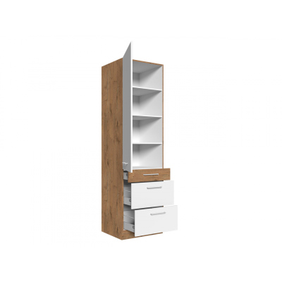 Lebensmittelschrank mit Schubladen VANYA – Breite 60 cm, weiß / Eiche Lancelot