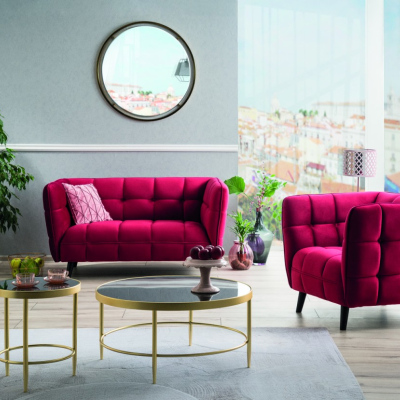 Zweisitzer-Sofa SCARLET 2 – burgunderrot