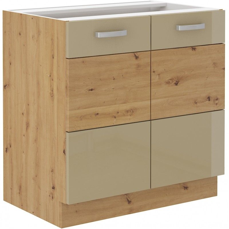 Zweitüriger Unterschrank ADARA – Breite 80 cm, Cappucino / Eiche Artisan