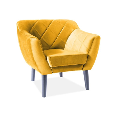 Skandinavischer Sessel AISHA – Gelb/Wenge