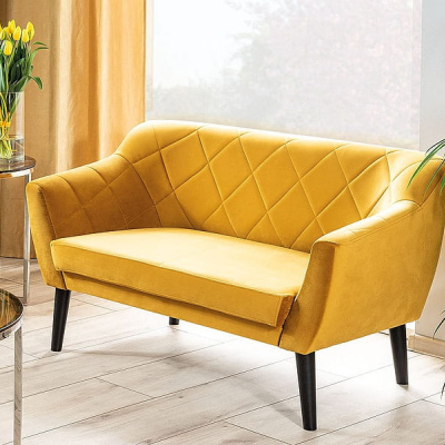 Zweisitzer-Sofa AISHA – gelb/wenge