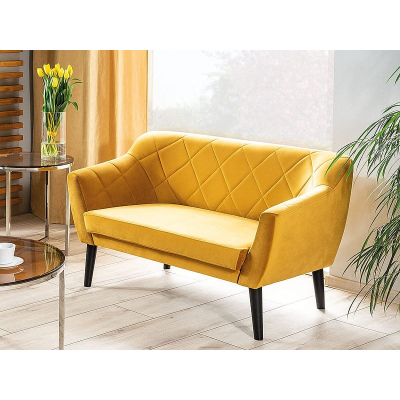 Zweisitzer-Sofa AISHA – gelb/wenge