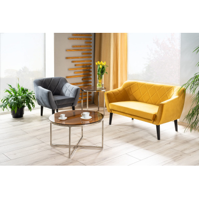 Zweisitzer-Sofa AISHA – grau/wenge