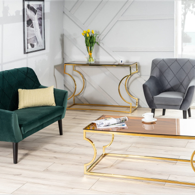 Zweisitzer-Sofa BORISKA - gelb/wenge
