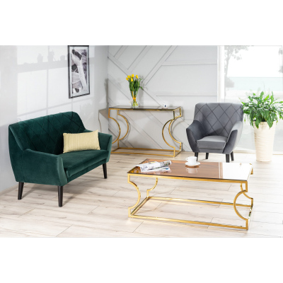 Zweisitzer-Sofa BORISKA - gelb/wenge