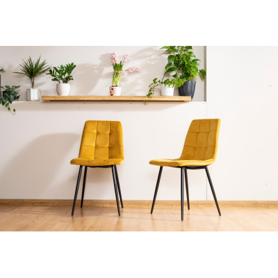 Gepolsterter Esszimmerstuhl LYA – Beige / Schwarz
