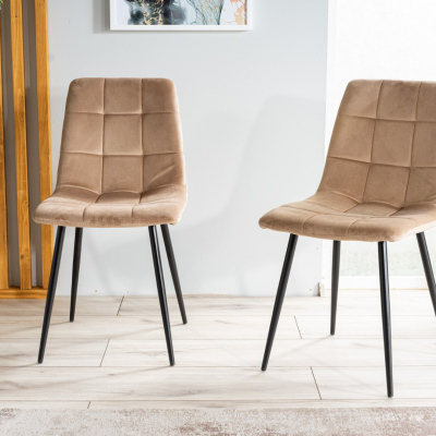 Gepolsterter Esszimmerstuhl LYA – Beige / Schwarz