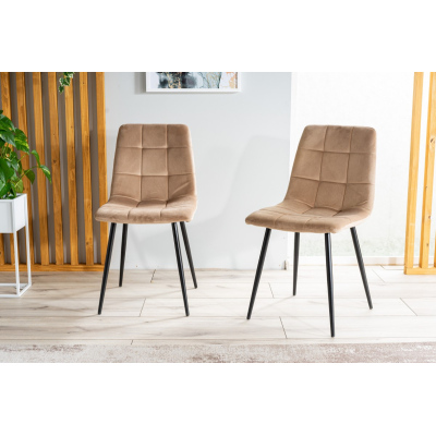 Gepolsterter Esszimmerstuhl LYA – Beige / Schwarz