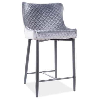 Kleiner Barhocker MELANIA - grau / schwarz