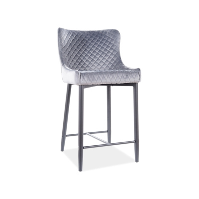 Kleiner Barhocker MELANIA - grau / schwarz