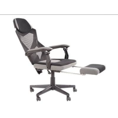 Bürostuhl mit ausziehbarer Fußstütze TEDA - schwarz/grau