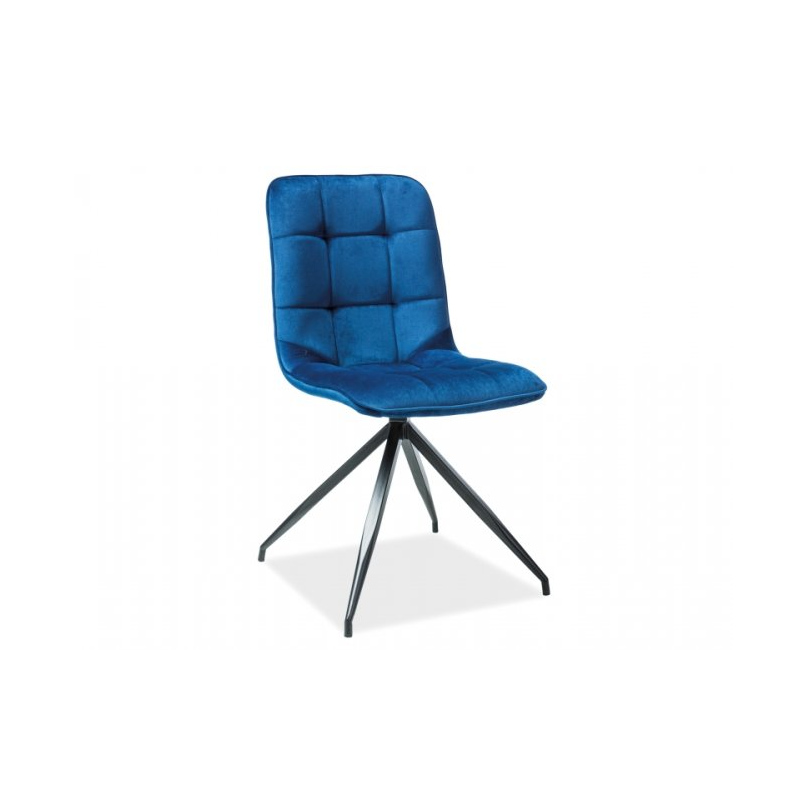 Gepolsterter Esszimmerstuhl SANDA - schwarz / blau