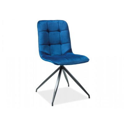 Gepolsterter Esszimmerstuhl SANDA - schwarz / blau