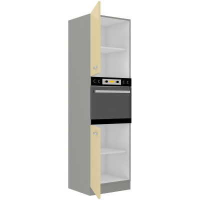 Küchenschrank für Einbaubackofen ULLERIKE – Breite 60 cm, Creme / Grau