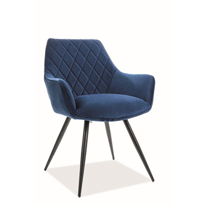 Gepolsterter Esszimmerstuhl OLYMPIA – Schwarz / Blau