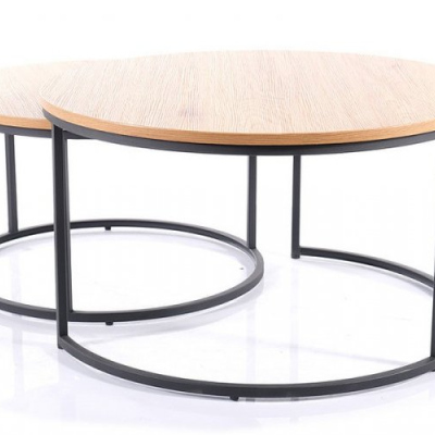 Couchtisch-Set KURT 2 – Eiche/Schwarz